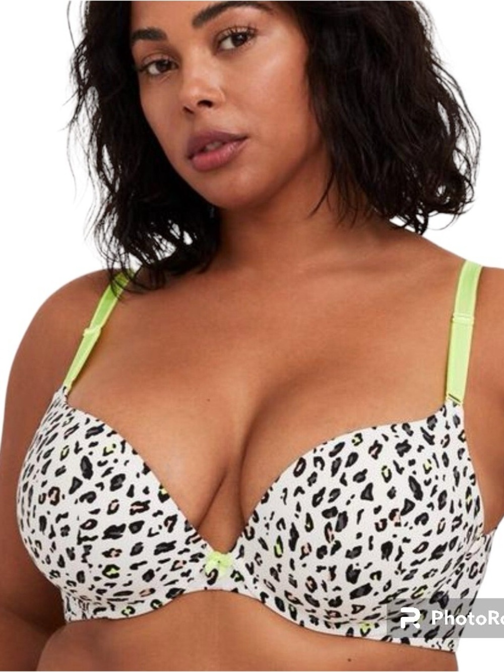 Leopard Print Push-Up Bra with Lime Accents